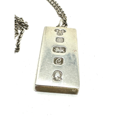 301 - Vintage silver ingot pendant necklace weight 37g