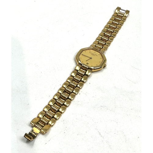 380 - Ladies Christian dior paris quartz gold tone wristwatch the watch is untested not ticking possibly n... 