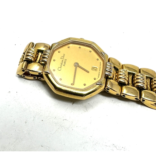 380 - Ladies Christian dior paris quartz gold tone wristwatch the watch is untested not ticking possibly n... 