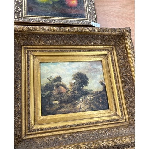 26 - 2 Gilt framed prints and paintings, largest measures 20 inches wide 18 inches tall