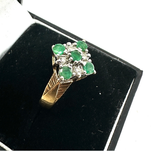 173 - vintage 9ct gold emerald & diamond ring weight 3.4g