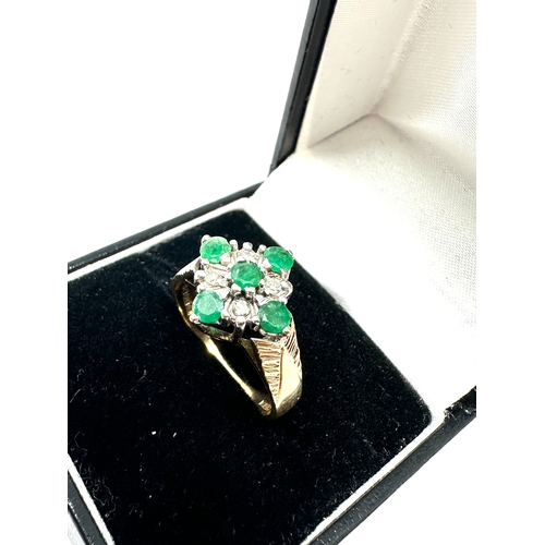 173 - vintage 9ct gold emerald & diamond ring weight 3.4g