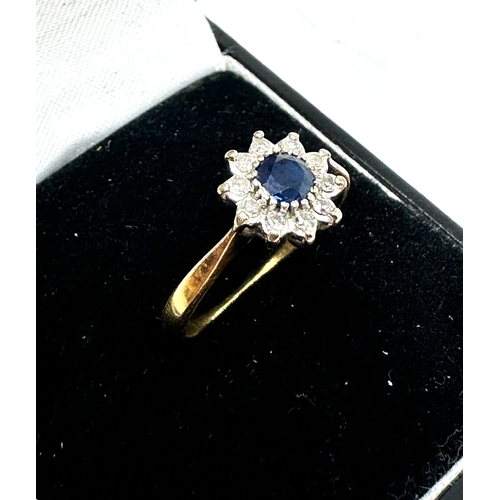 175 - Vintage 18ct gold diamond & sapphire ring weight 2.8g