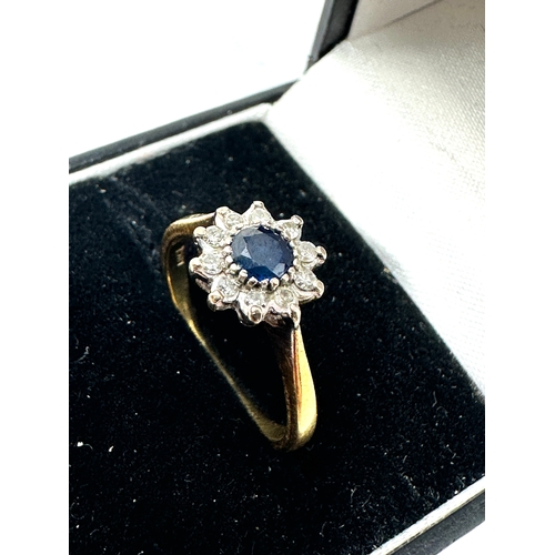 175 - Vintage 18ct gold diamond & sapphire ring weight 2.8g