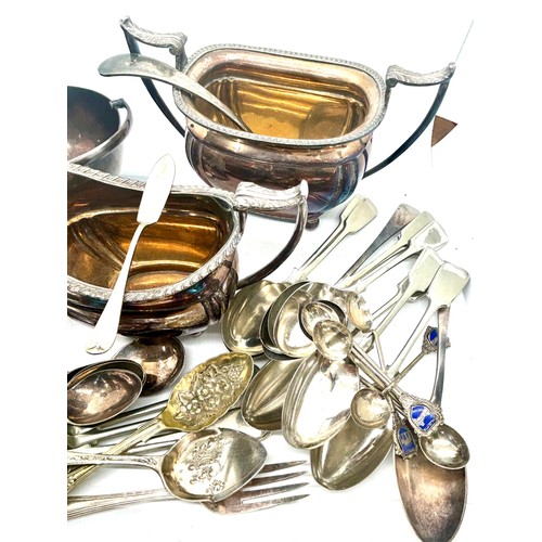 519 - Selection of silver plated items to include cutlery, bowl, jug etc