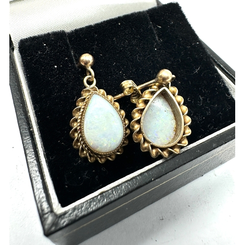 178 - 9ct gold opal earrings measure approx 2cm drop weight  2.3g