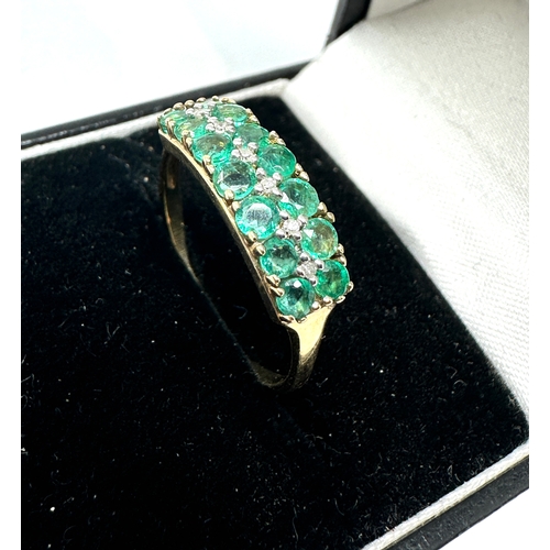 183 - 9ctb gold diamond & green gemstone ring weight 2g