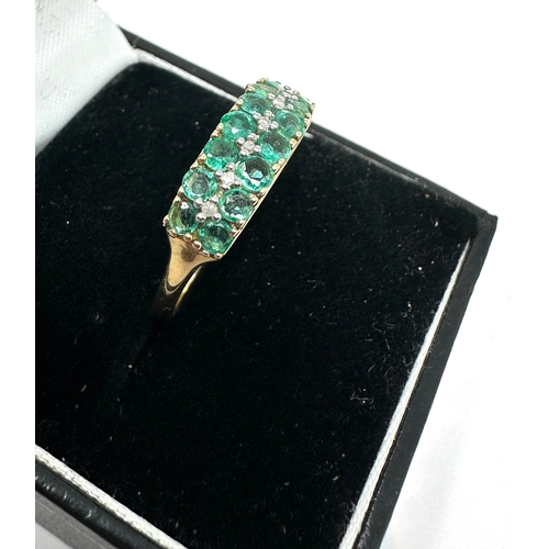 183 - 9ctb gold diamond & green gemstone ring weight 2g