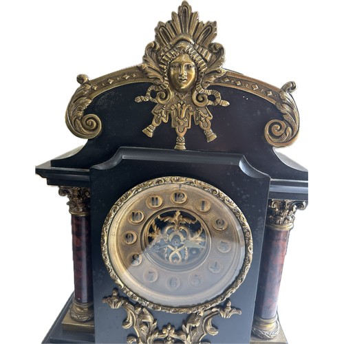 81 - French ormolu slate mantel clock, untested