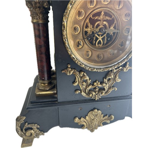 81 - French ormolu slate mantel clock, untested