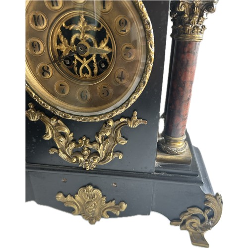 81 - French ormolu slate mantel clock, untested