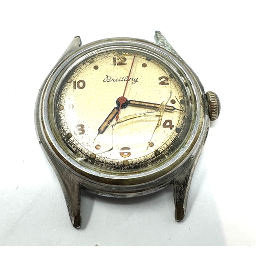 385 - Rre Early 1940s military style Breitling wristwatch red sweep seconds hand. Case reference 122. A ma... 