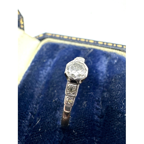 188 - Antique 18ct gold diamond ring weight 2 g central diamond est 25pts with diamond shoulders