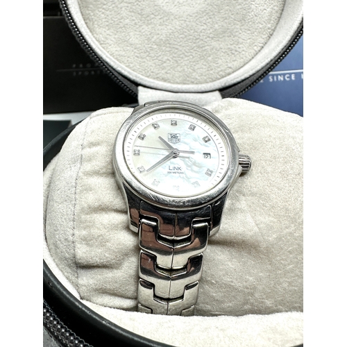 431 - TAG HEUER Link Mother of Pearl Diamond Dial Ladies quartz wristWatch the watch comes boxed with all ... 