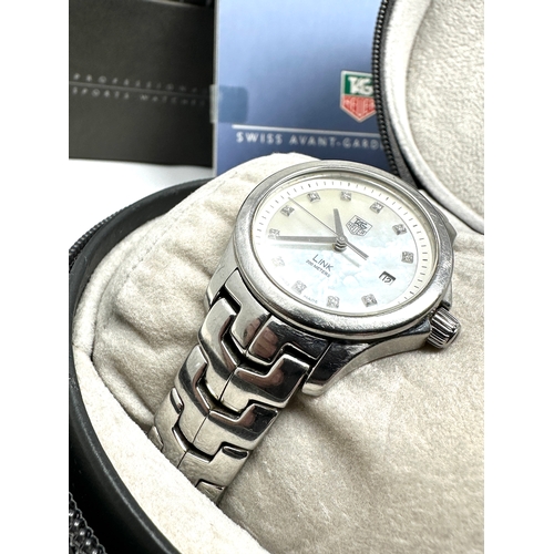 431 - TAG HEUER Link Mother of Pearl Diamond Dial Ladies quartz wristWatch the watch comes boxed with all ... 