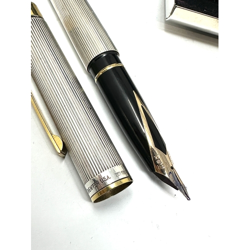 491 - Boxed imperial silver Sheaffer 14ct gold nib fountain pen complete with refills all original boxed