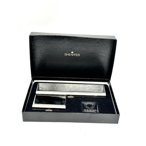 491 - Boxed imperial silver Sheaffer 14ct gold nib fountain pen complete with refills all original boxed