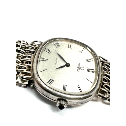 418 - Vintage silver gents Omega de ville wristwatch & strap the watch is ticking