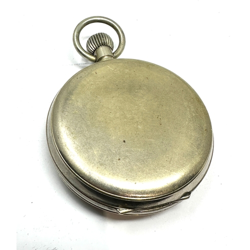 355 - Antique nickel cased Goliath pocket watch the watch is ticking measures approx 66mm dia