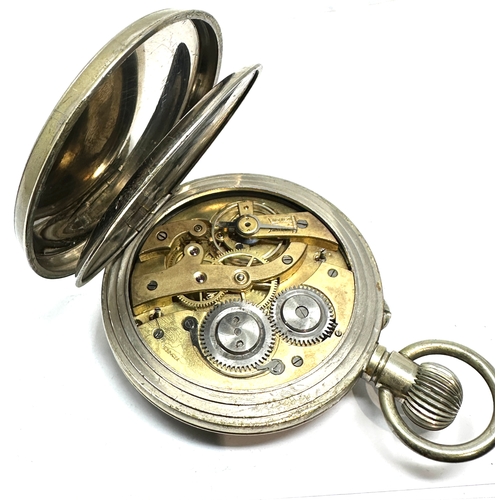 355 - Antique nickel cased Goliath pocket watch the watch is ticking measures approx 66mm dia