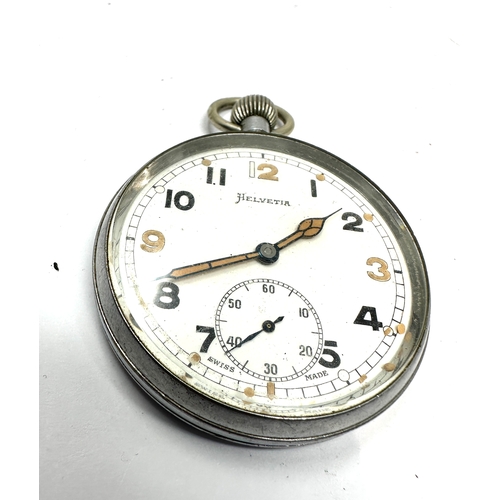 357 - ww2 helvetia military pocket watch the watch is ticking