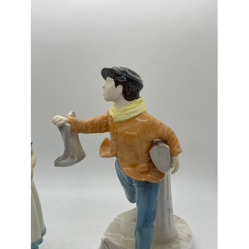 530 - Royal Stratford newspaper bay figure and Royal Worcester Mondays child figure a/f