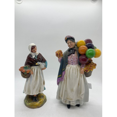 535 - Royal Doulton biddy penny farthing HN1843 and Royal Doulton Country lass, A/F