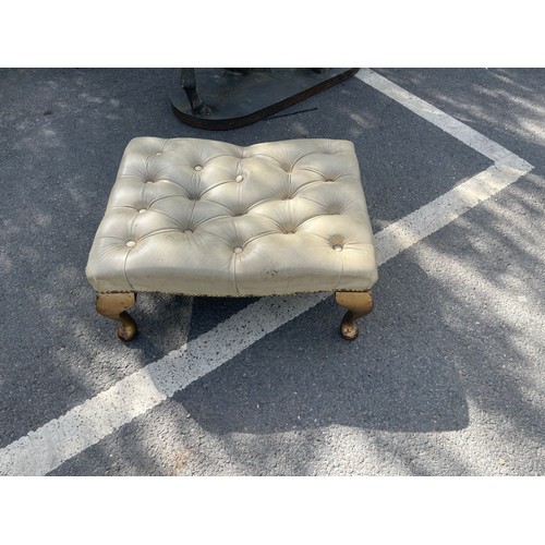 438 - Small leather foot stool