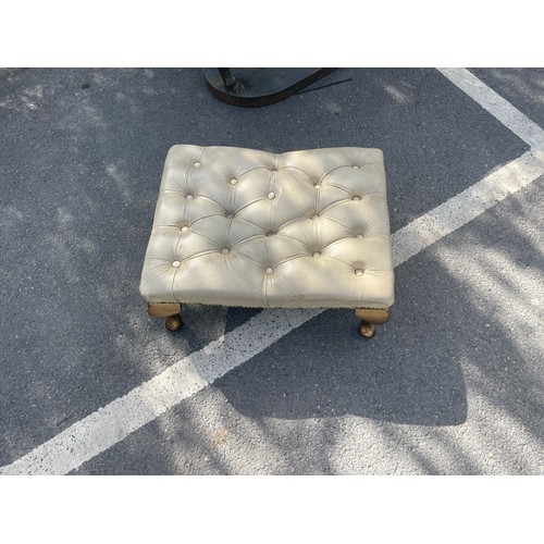 438 - Small leather foot stool