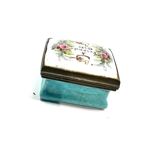 565 - Antique  A Friends Gift Bilston Enamel Trinket Box, Pill Box, Circa 1790 age related wear