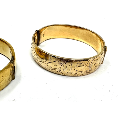 102 - 2 Vintage rolled gold  1/5 9ct gold bangles weight 62g