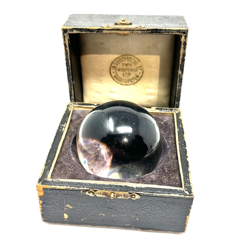 579 - Antique Boxed Crystal Ball the ball measures approx  67mm diameter