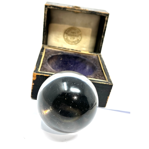 579 - Antique Boxed Crystal Ball the ball measures approx  67mm diameter