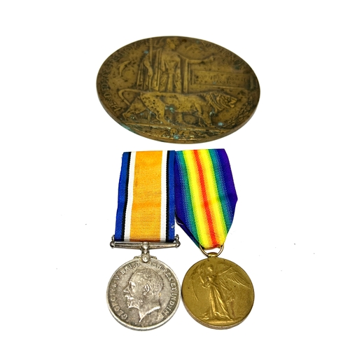 452 - w1 medal pair & death plaque to 1850 pte a.j.harris r.war.r