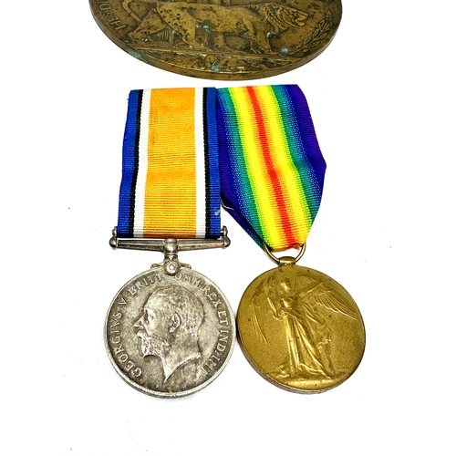 452 - w1 medal pair & death plaque to 1850 pte a.j.harris r.war.r