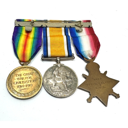 458 - ww1 trio medals to 9987 pte.c.gilford a.v.c