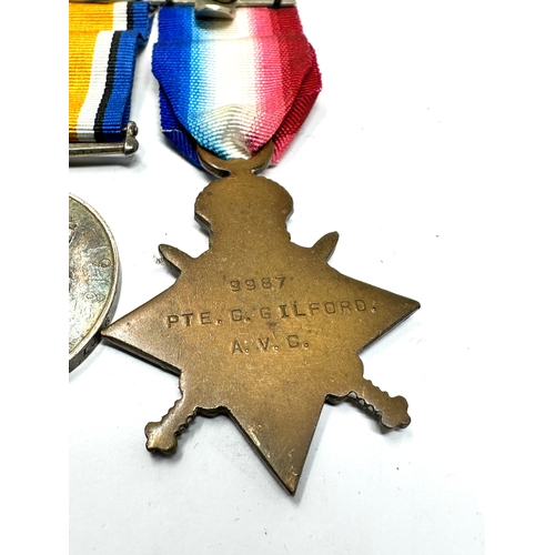 458 - ww1 trio medals to 9987 pte.c.gilford a.v.c