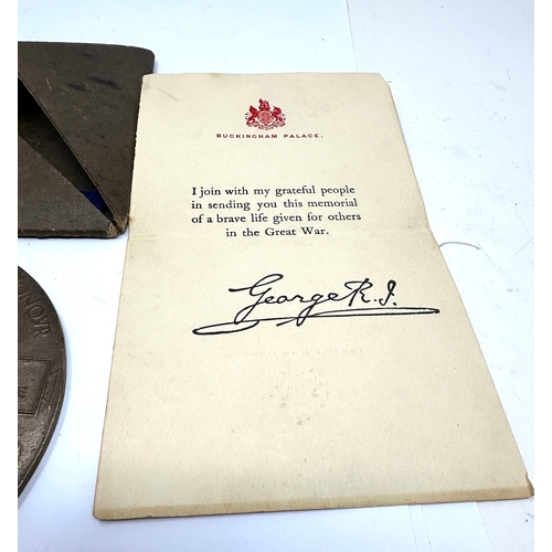 462 - ww1 death plaque original envelope &b palace letter to cuthbert glynn warne