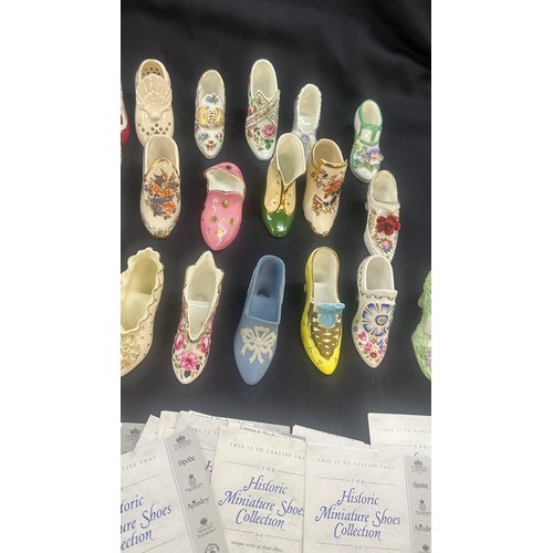 44 - Selection of Spode and Coalport ornament shoes some with COA