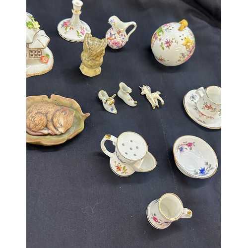 41 - Selection of Hammersley miniature china pieces to include cup, saucer etc, Parasol house by Coalport... 