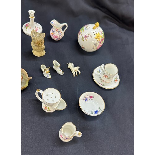 41 - Selection of Hammersley miniature china pieces to include cup, saucer etc, Parasol house by Coalport... 