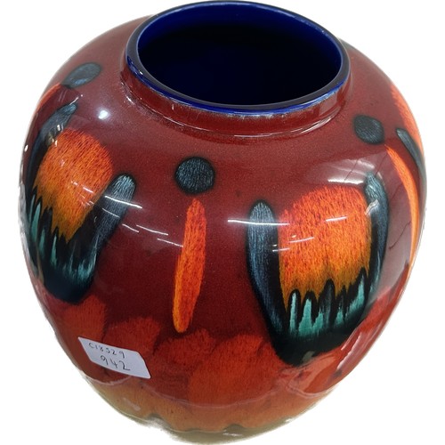 543 - Large Poole Pottery ginger pot, pot with ceramic lid, Volcano, collection, overall height 33cm, good... 