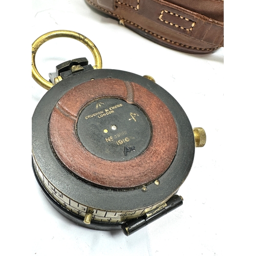 469 - ww1 1916 leather cased cruchon & emons london compass