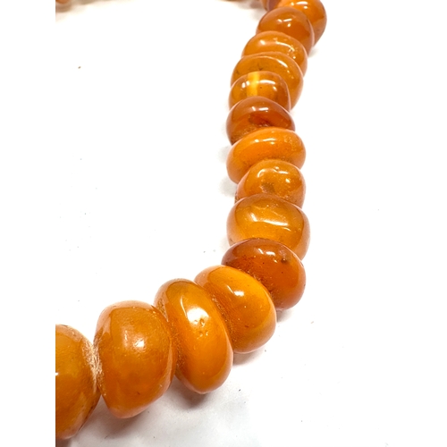 97 - Egg yolk amber bead necklace weight 65g