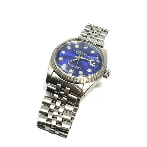 427 - Gents Rolex oyster perpetual datejust blue diamond dial s/steel