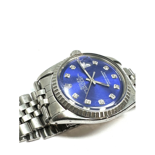 427 - Gents Rolex oyster perpetual datejust blue diamond dial s/steel