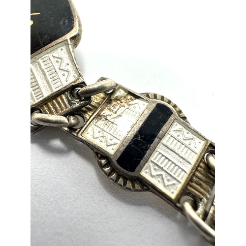 264 - Vintage norway silver & enamel bracelet minor wear to enamel on 1 panel as shown