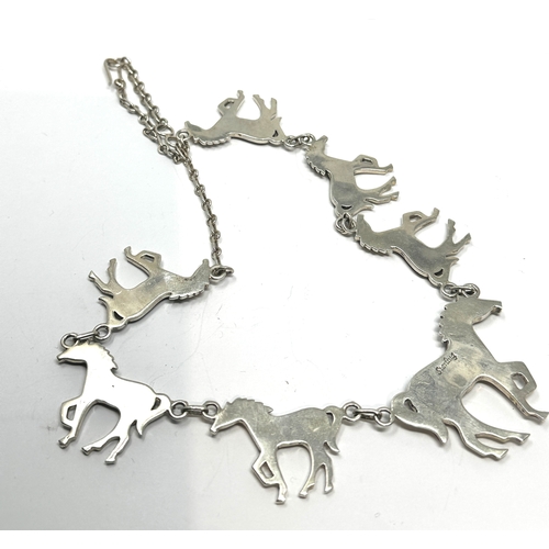 265 - Sterling silver & enamel horse necklace weight 50g