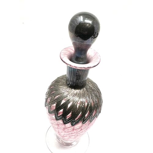 551 - Art Glass And Silver overlay Mounted Perfume Bottle measures approx height approx 19cm in good condi... 