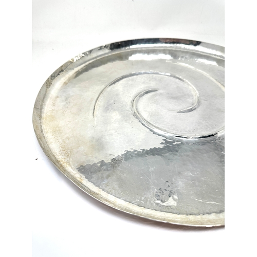 8 - Large 1988 modernist design finnish  silver tray measures approx 40cm dia weight 1201g